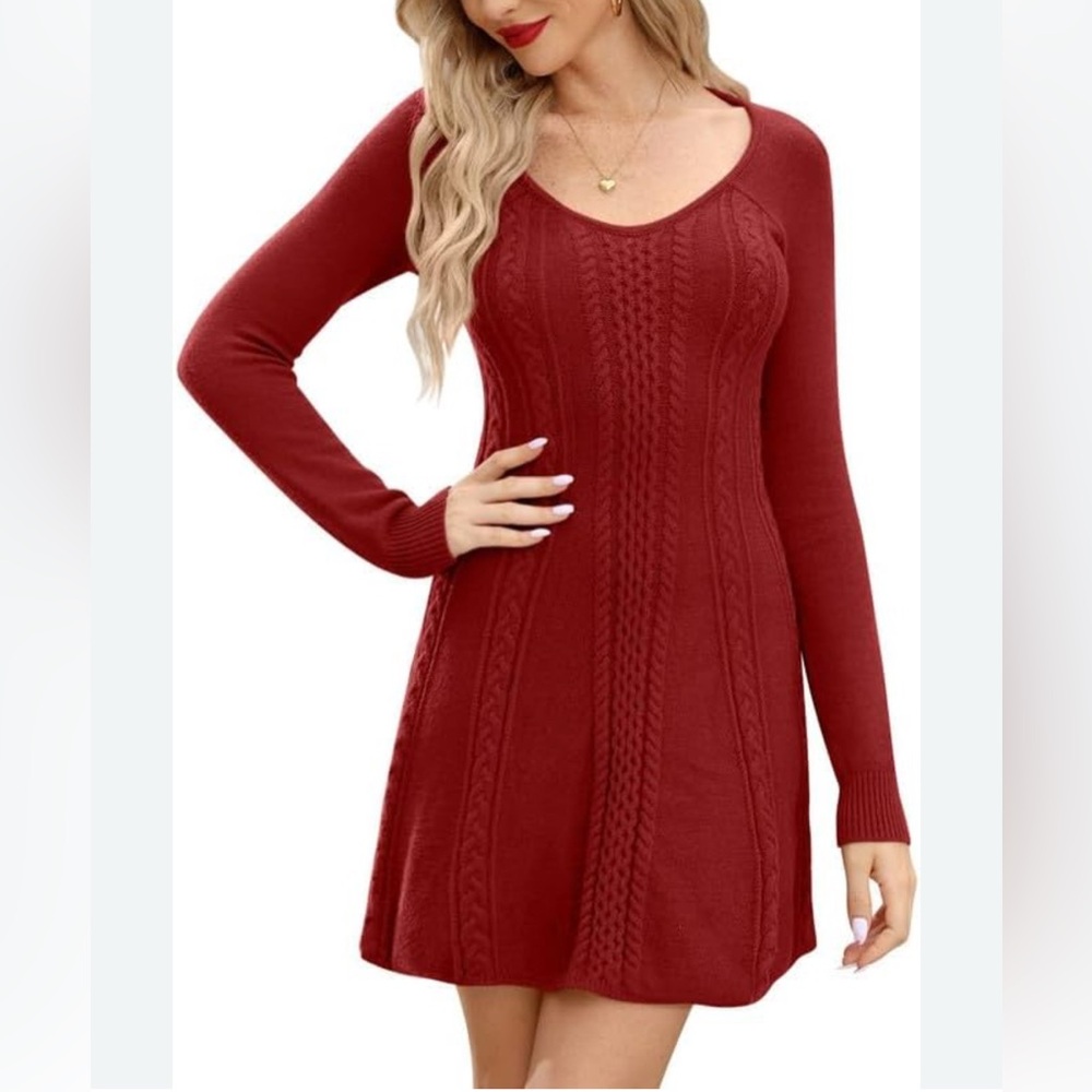 NEW Maisolly Dress Cable Knit Pullover Long Sleeve Sweater Dress M